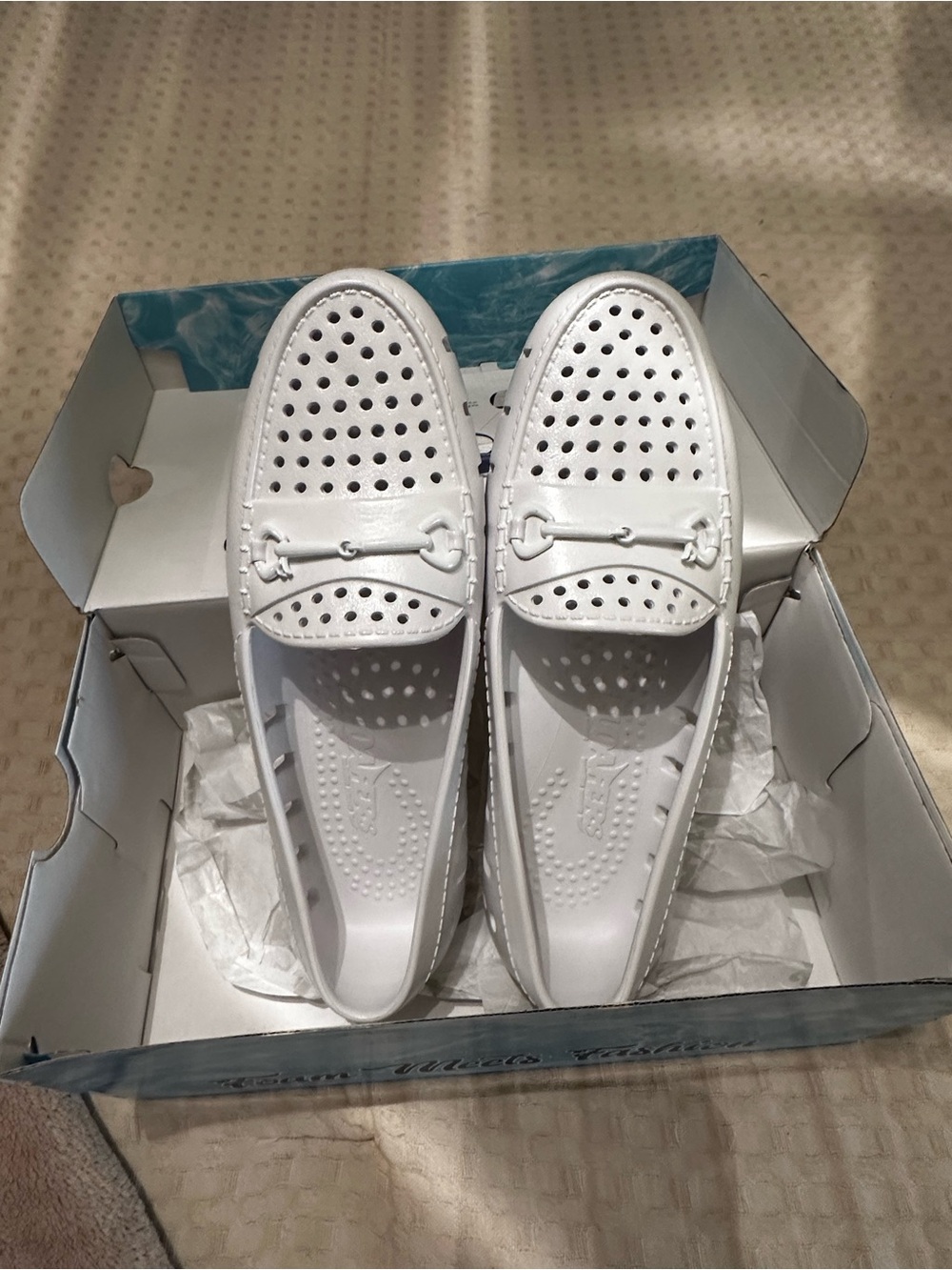 Men's White Perforated Slip-On Loafers